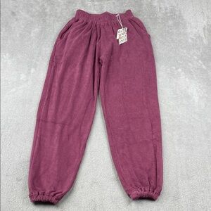 NEW Known Supply S Organic Cotton Purple Sangria Tansy Jogger Sweatpants
